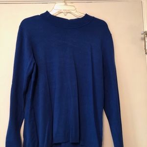 Log Sleeve Cobalt Blue Mock Turtle neck Sweater